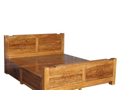 厂家生产批发 老榆木床 韩式箱体床 复古老榆木板箱体床