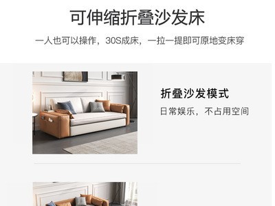 意式多功能沙发床两用可折叠客厅小户型设计师新款伸缩抽拉式简约图3