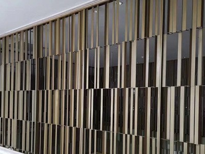 新中式不锈钢屏风隔断客厅餐厅酒店简约座屏镂空金属屏风定制款图2