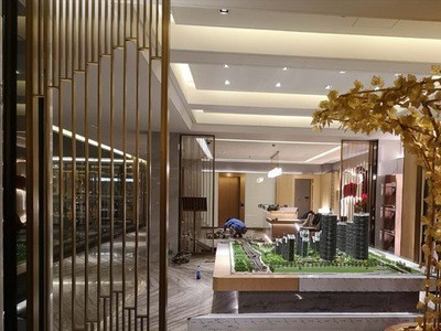 新中式不锈钢屏风隔断客厅餐厅酒店简约座屏镂空金属屏风定制款图3