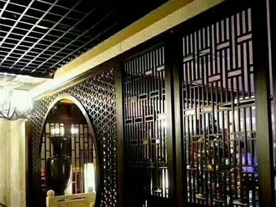 佛山不锈钢屏风中式折屏玫瑰金酒吧拉丝304不锈钢餐厅屏风背景墙图3