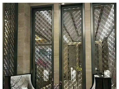 佛山不锈钢屏风中式折屏玫瑰金酒吧拉丝304不锈钢餐厅屏风背景墙图5