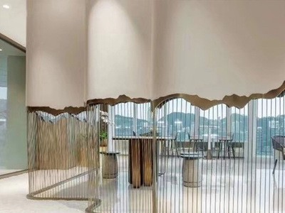 厂家直供不锈钢屏风隔断 新中式酒店客厅玄关隔断 不锈钢花格屏风图3