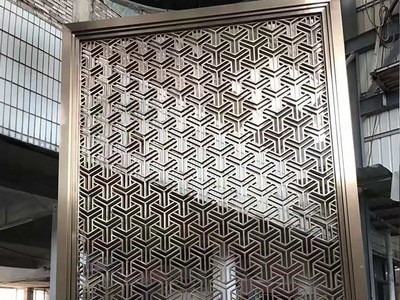 定制不锈钢屏风隔断 新中式客厅餐厅屏风玄关不锈钢金属镂空屏风图5