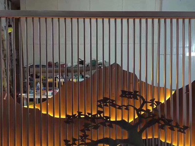 定制不锈钢屏风隔断 新中式客厅餐厅屏风玄关不锈钢金属镂空屏风图3