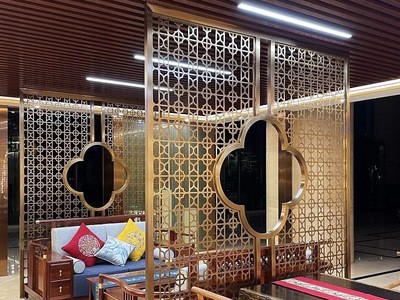 承旺金属定制个性格栅新中式花格隔断墙屏风入户玄关装饰镂空屏风图5
