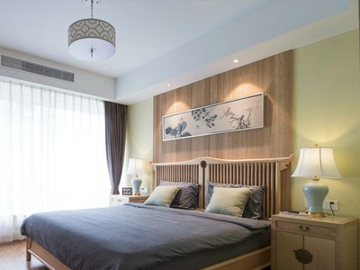 新中式实木床 双人酒店禅意床样板房1.8米2m大床卧室现代婚床家具