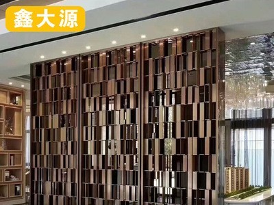 轻奢简约不锈钢屏风入户玄关隔断客厅背景墙创意装饰金属镂空架子