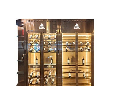 家用商用地下室酒窖玫瑰金黑钛金隔断智能恒温恒湿不锈钢金属酒柜图4