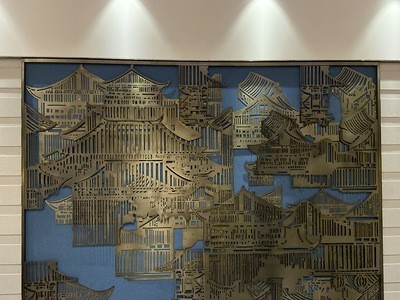 北欧仿古铜不锈钢屏风售楼部酒店会所KTV工程装饰隔断新中式定制图1
