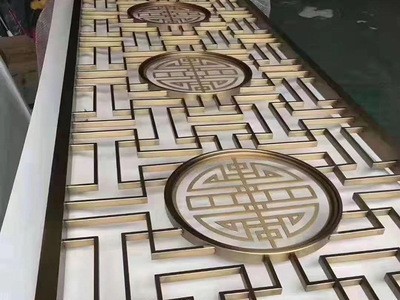 定制现代中式不锈钢屏风隔断 餐厅酒店会所隔断屏风 金属花格屏风图3