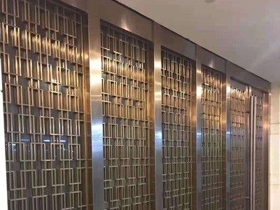 定制现代中式不锈钢屏风隔断 餐厅酒店会所隔断屏风 金属花格屏风图2