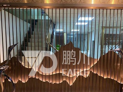 酒店售楼处园林工程 厂家定制不锈钢屏风隔断景观山水背景墙装饰图4