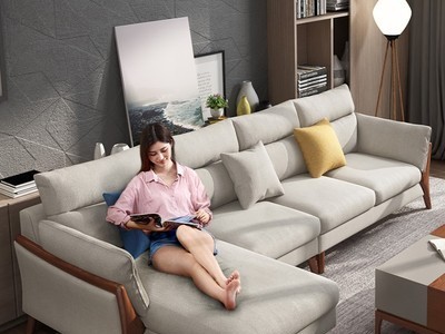 现代简约布艺沙发小户型客厅整装北欧转角实木家具沙发组合可拆洗