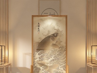 办公室屏风隔断 简约中式酒店实木座屏客厅半透明磨砂玄关图3