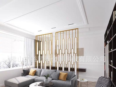 欧式家用入户玄关艺术装饰不锈钢镂空客厅简约现代时尚屏风隔断图2