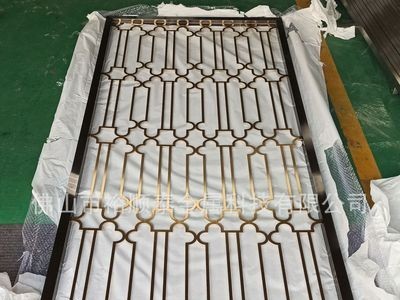 不锈钢屏风定制玫瑰金镂空雕花现代中式轻奢钛金不锈钢屏风隔断图4