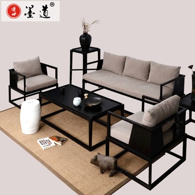新中式沙发组合家具现代中式客厅样板房家具实木布艺沙发家具定制