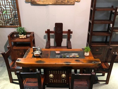 老船木茶桌椅组合新中式古典办公茶台客厅功夫茶几小型家具订 做图4