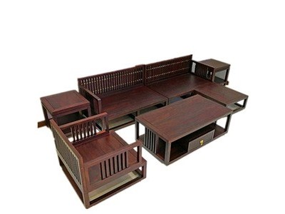 新中式实木沙发客厅胡桃木沙发小户型木质皮沙发组合轻奢简约家具图5