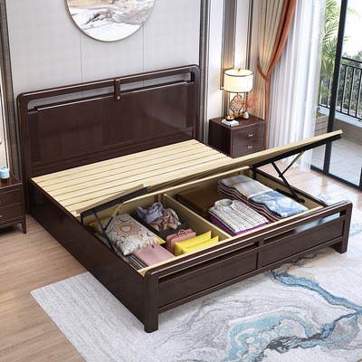 新中式实木床1.8米主卧双人床现代简约中国风古典禅意卧室家具1.5