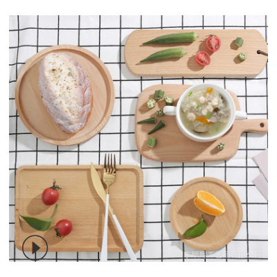 日式榉木点心碟水果盘早餐烘焙砧板木西餐牛排寿司托盘拍摄道具