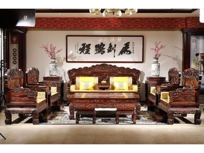 御乾堂红木家具大红酸枝大款檀雕松鹤沙发新中式轻奢客厅家具图1