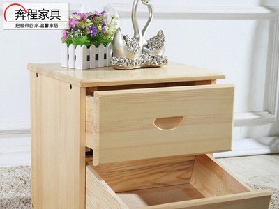实木床头柜 松木简易床头柜现代简约储物五斗柜带门收纳柜子定制图2