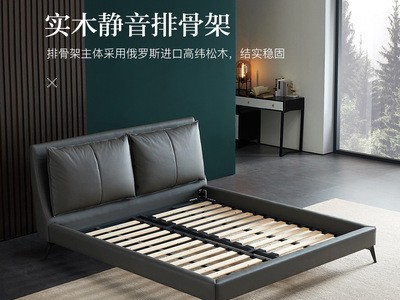 意式极简真皮床可定做尺寸材质超纤皮仿真皮羽绒靠包工厂定制图4