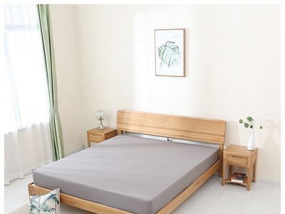北欧风双人床白橡木简易插座床半岛床卧室家具厂家直供图5