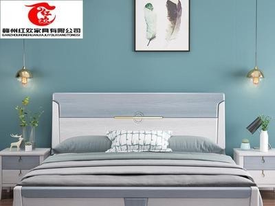 实木床1.8米现代简约时尚白色压纹床1.5米北欧双人床主卧储物家具