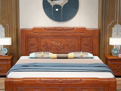 中式实木床1.8米双人床厂家直销宫廷仿古雕花婚床1.5米单人储物床
