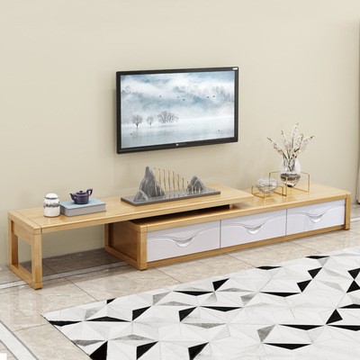 实木电视柜新中式现代简约伸缩型地柜茶几组合多抽储物柜客厅家具