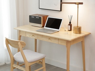 北欧白蜡木书桌现代简约日式全实木学生台式电脑桌卧室写字台家用