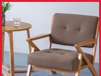 布艺沙发 实木现代简约咖啡厅客厅单人双人组合小户型轻奢沙发