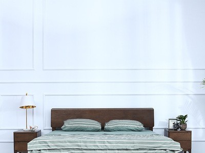 北欧简约实木双人床1.8米插座床轻奢卧室家具酒店民宿双人床批发