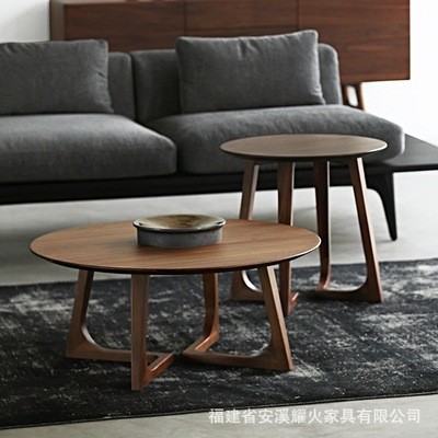 新中式创意茶几客厅家用全实木小圆桌简易办公室休闲轻奢小茶几