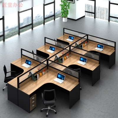 匠堂厂家直销办公桌L型2/4/6人位隔断职员桌简约卡座屏风桌椅组合