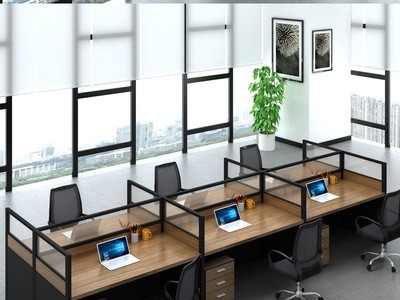 匠堂厂家直销办公桌L型2/4/6人位隔断职员桌简约卡座屏风桌椅组合图2