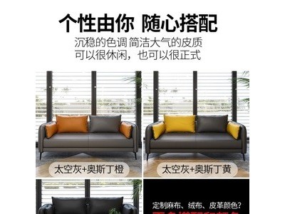 北欧沙发茶几组合纳帕真皮小户出租用简约商务现代创意会客办公室图2