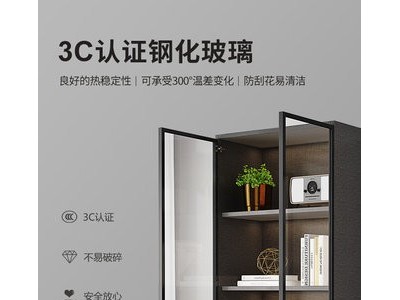 轻奢玻璃门书柜北欧简约现代带门落地书房书橱客厅全墙图2