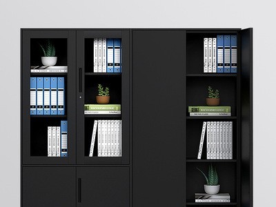 黑色高端文件柜加厚办公室钢制铁皮档案资料柜带锁抽屉储存储物柜图2