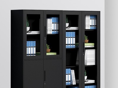 黑色高端文件柜加厚办公室钢制铁皮档案资料柜带锁抽屉储存储物柜图3