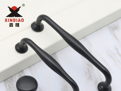 柜门拉手家具五金黑色衣柜实心拉手橱柜门把手抽屉锌合金拉手图3