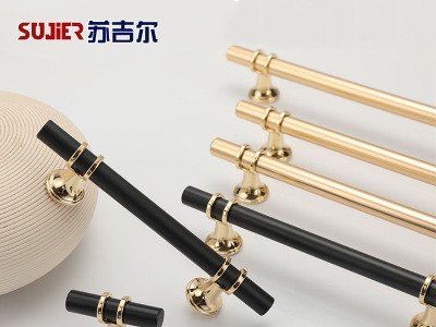 现代简约简约橱衣柜门卫浴长拉手美式黑色北欧衣柜家具五金图1