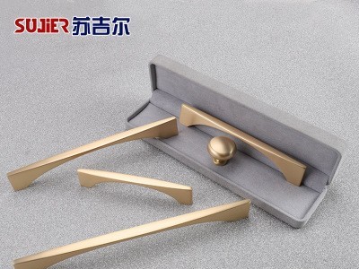 苏吉尔北欧现代简约橱柜门铜拉丝拉手 美式衣柜抽屉咖啡古门把手图1