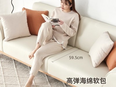 实木沙发现代简约仿皮沙发北欧橡木办公家具图2
