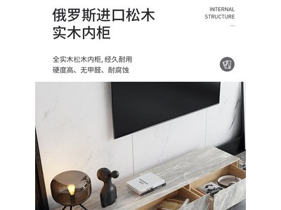 意式亮光岩板茶几电视柜组合简约现代客厅小户型大理石圆形茶几桌图4