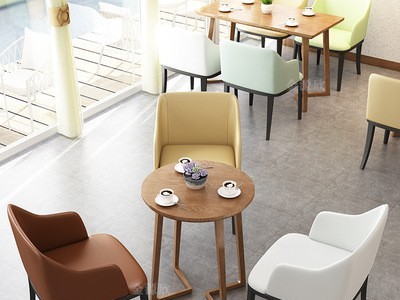 定制清新休闲奶茶店桌椅售楼处洽谈西餐厅甜品店咖啡厅餐桌椅组合