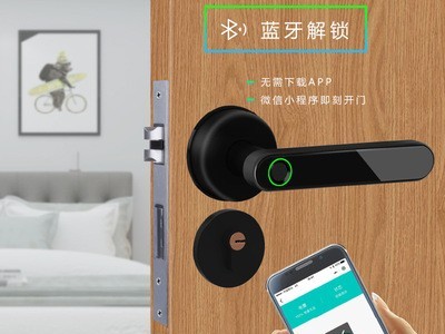 蓝牙单舌球形木房门室内门锁 分体式办公室智能蓝牙APP球形指纹锁图2